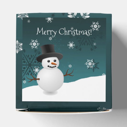 Blauwgroen Snowman Winter Scenery-kerstfeestdoos Bedankdoosjes (Bovenkant)