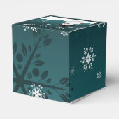 Blauwgroen Snowman Winter Scenery-kerstfeestdoos Bedankdoosjes (Achterkant)