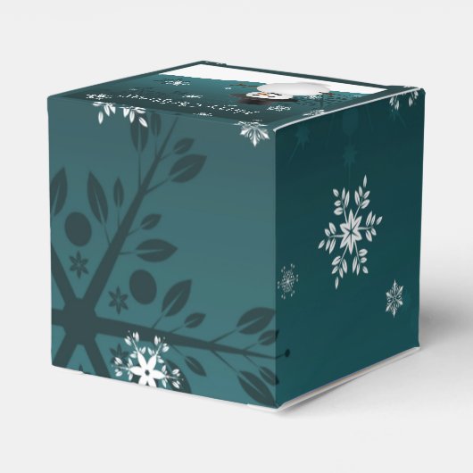 Blauwgroen Snowman Winter Scenery-kerstfeestdoos Bedankdoosjes (Achterkant)