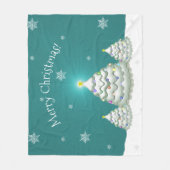 Blauwgroen Snowy kerstboombank Fleece Deken (Voorkant)