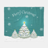 Blauwgroen Snowy kerstboombank Fleece Deken (Voorkant (Horizontaal))