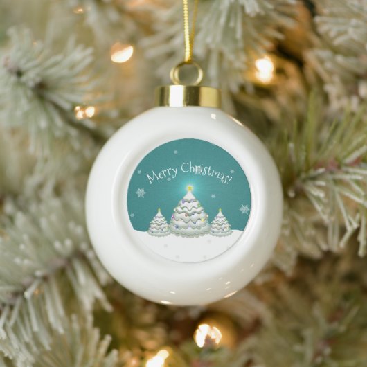 Blauwgroen Snowy kerstboomvormig Ornament (Boom)