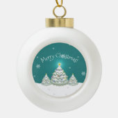 Blauwgroen Snowy kerstboomvormig Ornament (Voorkant)