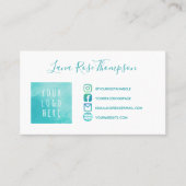 Blauwgroen Social Media Iconen Foto & Logo Visitekaartje (Voorkant)