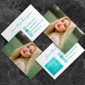 Blauwgroen Social Media Iconen Foto & Logo Visitekaartje