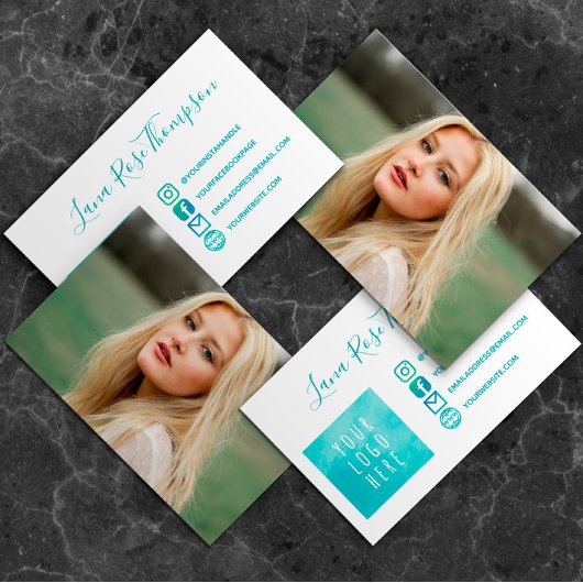 Blauwgroen Social Media Iconen Foto & Logo Visitekaartje