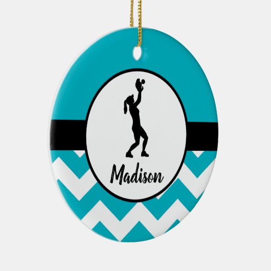 Blauwgroen Softball Ornament (Rechts)