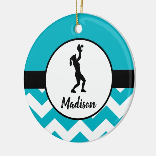 Blauwgroen Softball Ornament (Links)