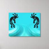 Blauwgroen Southwestern Kokopelli Canvas Afdruk (Voorkant)