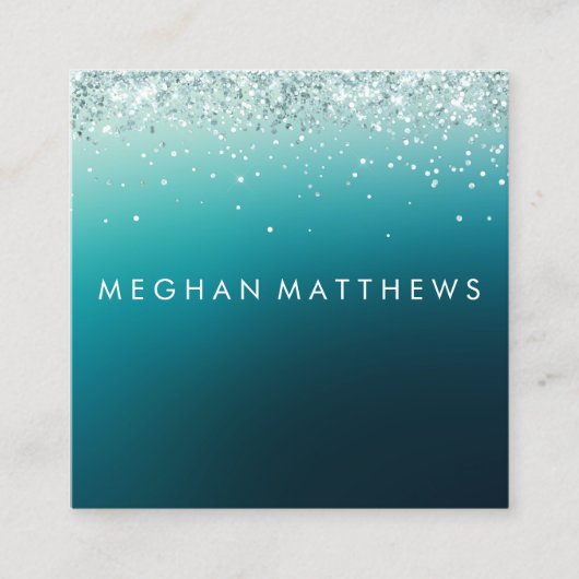 Blauwgroen Sparkle Beauty-stijllijst Vierkante Visitekaartje (Voorkant)