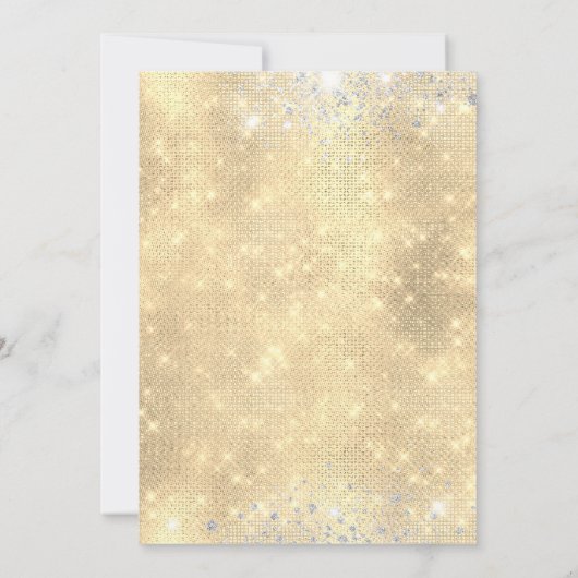 Blauwgroen Sparkle Dress Silver Glitter Mis Quince Kaart (Achterkant)