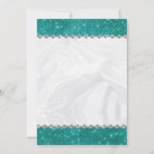 Blauwgroen Sparkle Glitter Glam Diamond Quinceañer Kaart (Achterkant)