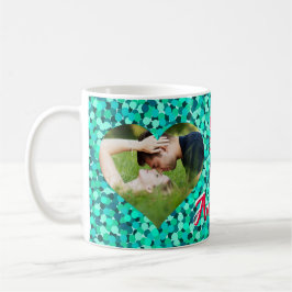Blauwgroen Sparkle Heart-foto Koffiemok