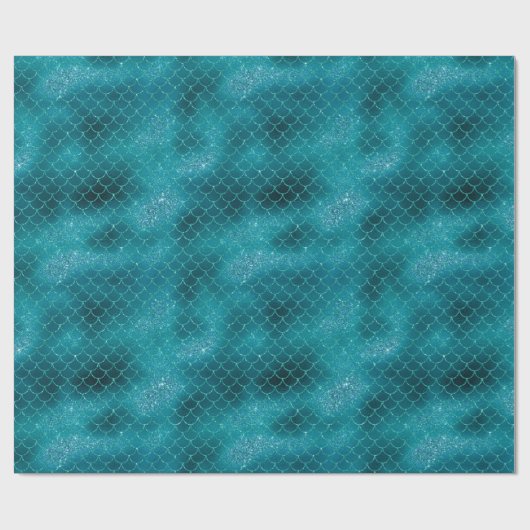 Blauwgroen Sparkle Mermaid Cadeaupapier (Vlak)