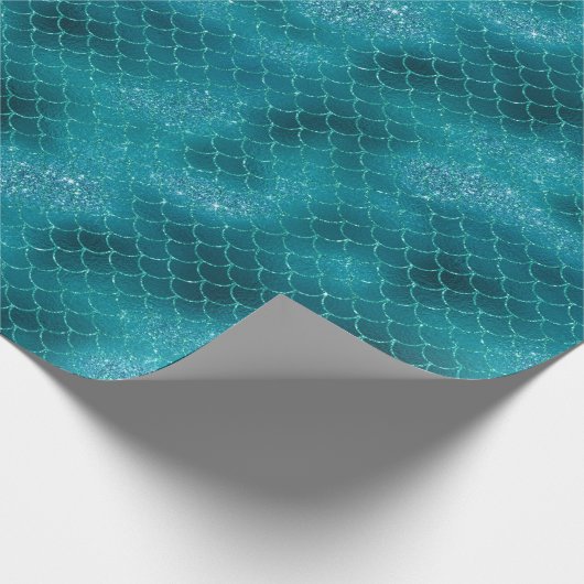 Blauwgroen Sparkle Mermaid Cadeaupapier (Hoek)