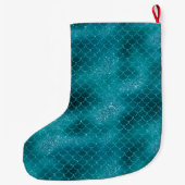 Blauwgroen Sparkle Mermaid gepersonaliseerd Grote Kerstsok (Achterkant)