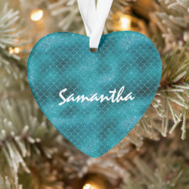 Blauwgroen Sparkle Mermaid gepersonaliseerd Ornament
