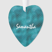 Blauwgroen Sparkle Mermaid gepersonaliseerd Ornament (voorkant)