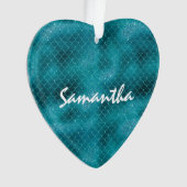 Blauwgroen Sparkle Mermaid gepersonaliseerd Ornament (voorkant)
