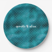 Blauwgroen Sparkle Mermaid gepersonaliseerd Papieren Bordje (Voorkant)