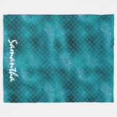 Blauwgroen Sparkle Mermaid op maat Fleece Deken (Voorkant (Horizontaal))