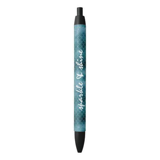 Blauwgroen Sparkle Mermaid op maat Zwarte Inkt Pen (Voorkant Verticaal)