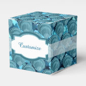 Blauwgroen Sparkle Seashell Cube Favor Box Bedankdoosjes (Voorkant Zijde)