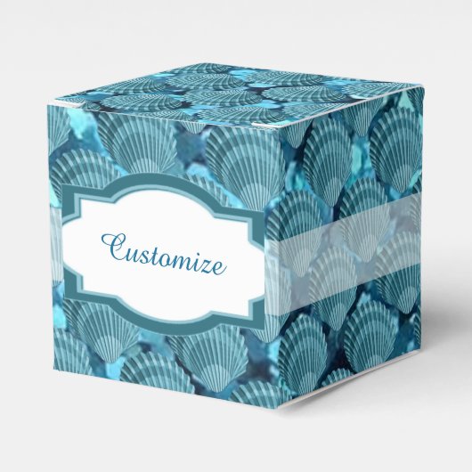 Blauwgroen Sparkle Seashell Cube Favor Box Bedankdoosjes (Voorkant Zijde)