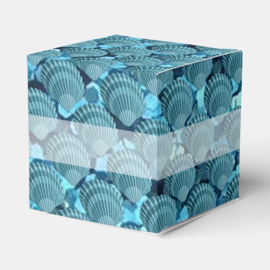 Blauwgroen Sparkle Seashell Cube Favor Box Bedankdoosjes (Achterkant)