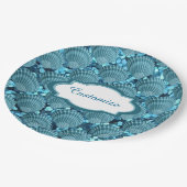 Blauwgroen Sparkle Seashell Papieren Borden Papieren Bordje (Gekanteld)