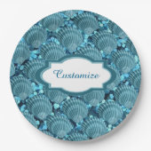 Blauwgroen Sparkle Seashell Papieren Borden Papieren Bordje (Voorkant)