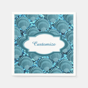 Blauwgroen Sparkle Seashell servetten