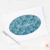 Blauwgroen Sparkle Seashell-Stickers Ovale Sticker (Envelop)