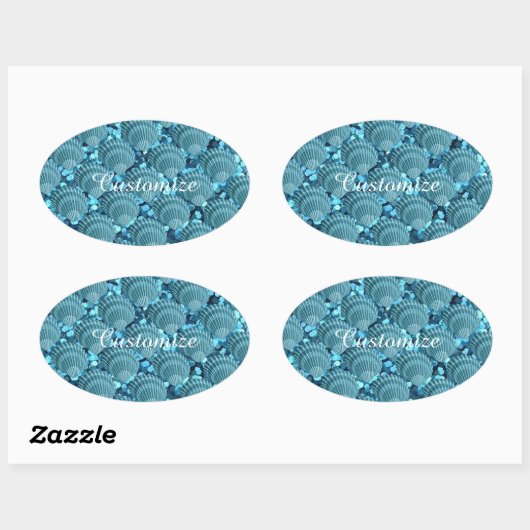 Blauwgroen Sparkle Seashell-Stickers Ovale Sticker (Vel)