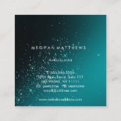 Blauwgroen Sparkles Beauty Vierkante Visitekaartje (Achterkant)