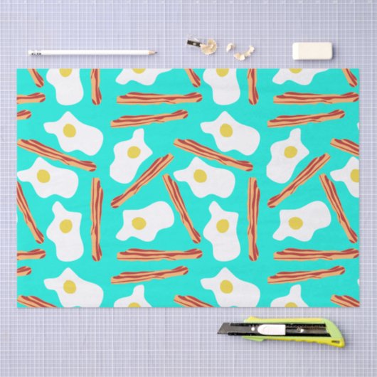 Blauwgroen spek en eieren tissuepapier (Craft)