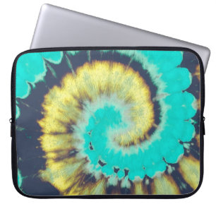 Blauwgroen spiraal Abstract. Tye Dye Shirt Circle  Laptop Sleeve