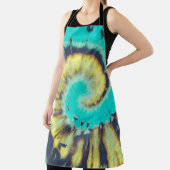 Blauwgroen spiraal Abstract. Tye Dye Shirt Circle  Schort (Insitu)