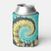 Blauwgroen spiraal: Grunge Hippie textuur. Blikjeskoeler (Blikje Voorkant)