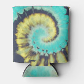 Blauwgroen spiraal: Grunge Hippie textuur. Blikjeskoeler (Voorkant)