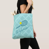 Blauwgroen sport van Tennis Racket voor vrouwen Tote Bag (Dichtbij)