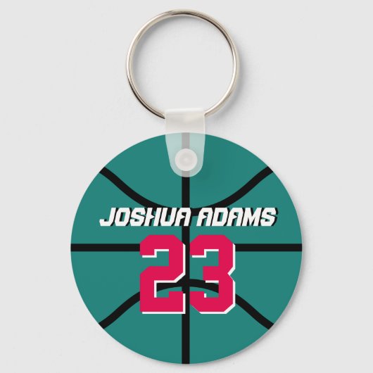 Blauwgroen sportteam Athleten Basketball Sleutelha Sleutelhanger (Voorkant)