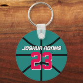 Blauwgroen sportteam Athleten Basketball Sleutelha Sleutelhanger (Voorkant)