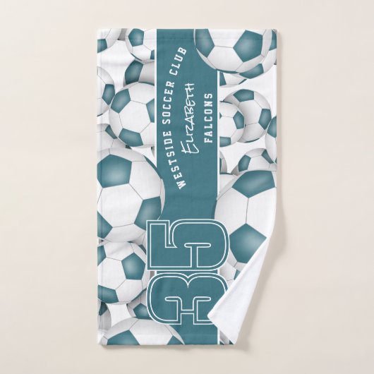 blauwgroen sportteam kleuren Veel voetballen Handdoek (Handdoek)