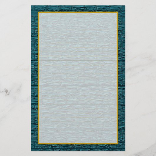 Blauwgroen staalbaksteen fijn gevoerd briefpapier (Voorkant)
