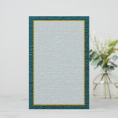 Blauwgroen staalbaksteen fijn gevoerd briefpapier (Staand voorkant)