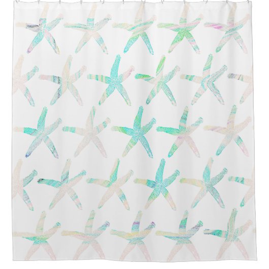 Blauwgroen staartrottoirpatronen douchegordijn (Voorkant)