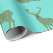 Blauwgroen Staffordshire Dogs Topiary Deer Rabbit Cadeaupapier (Rol Hoek)