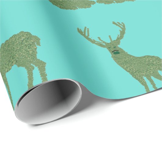Blauwgroen Staffordshire Dogs Topiary Deer Rabbit Cadeaupapier (Rol Hoek)