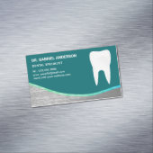 Blauwgroen stalen tandheelkundige tandheelkundige  magnetisch visitekaartje (Voorbeeld)